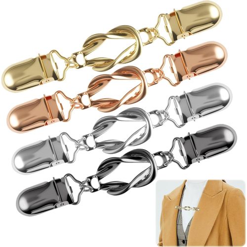 Kjdal-4 Pièces Pince À Cardigan,12.2cm Vintage Cardigan Collier Clips,Shawl Clip,Femmes Pinces À Col De Cardigan Rétro,Pince A Cardigan En Métal,Pour Pulls,Robes,Cardigans,Chemises,Foulards