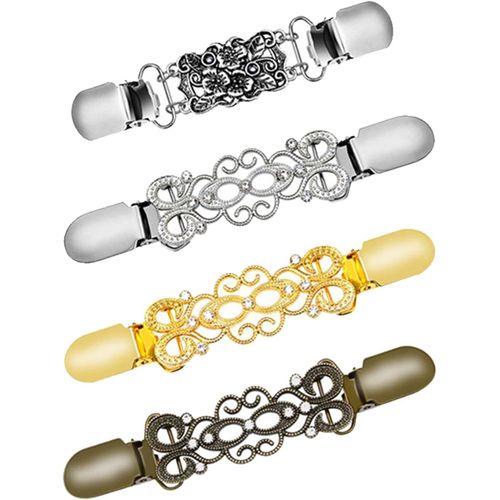 Kjdal-4 Pièces Shawl Clip,Rétro Cardigan Clip,Pinces À Cardigan Convient À La Plupart Des Types De Vêtements,Les Foulards Et Les Vestes,Comme Accessoires.