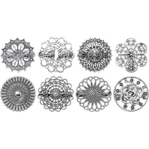 Meimie-8 Pièces Clips De Pull Vintage Rondes Florales Pinces À Cardigan Clip Cardigan Femme Pinces À Pull Pour Shawl,Robes,Chemises,Écharpes Pour Femmes