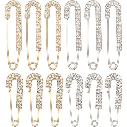 Kjdal-12 Épingle De Sûreté En Alliage Avec Strass 4 Styles Pour Couvertures Jupes Pulls Vêtements Accessoires