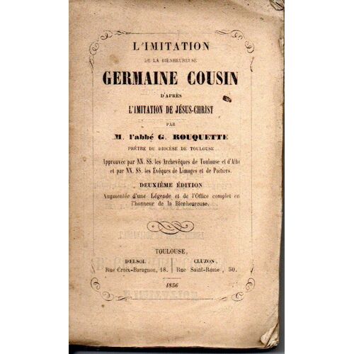 L'Imitation De La Bienheureuse Germaine Cousin D'Après L'Imitation De Jésus-Christ