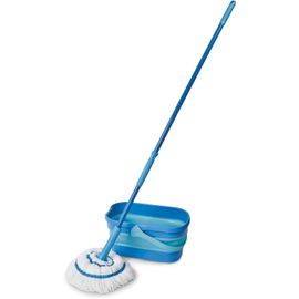 KALANKA-Kit Balai serpillère & seau ultra-compact Twist Mop - Franges en microfibre avec système d'essorage intégré - Seau rétractable de 10L - Nettoie les sols stratifiés, planchers et carrelages