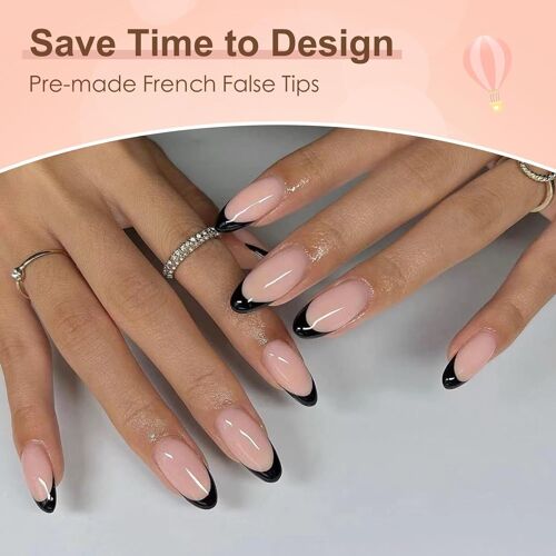 120 Pièces Faux Ongles Court Kit, Acryliques Pleine Couverture, Capsule Français Ongles, French Ongles Artificiels, Ongles Bruns En Bâton Pour Femmes Et Filles (Black Deep Arc Short Round) 