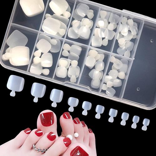 Maas-100 Pièces Faux Ongles De Pied En 10 Tailles Faux Ongles D'orteil Ongle D'orteil De Faux Ongles D'orteil Transparents Avec Boîte Pour Salons(10 Tailles, Colore Naturale) 