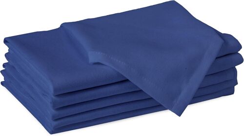 Sjzg-Serviettes En Tissu De Coton # Ensemble De 6 # Taille 43x43 Cm # Couleur Unie Bleu Cobalt# Lavable En Machine