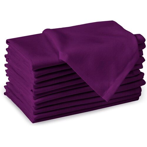 Sjzg-Serviettes En Tissu De Coton # Ensemble De 12 # Taille 43x43 Cm # Couleur Unie Violet# Lavable En Machine