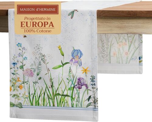 Sjzg-Fleurs De Mai Chemin De Table 100 % Coton Pour Fêtes Dîner Vacances Cuisine Printemps/Été (50cm X 150cm)