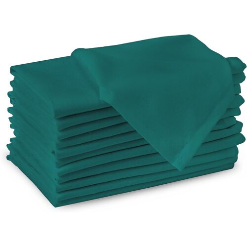 Tzf-Encasa Serviettes En Tissu De Coton | Ensemble De 12 | Taille 43x43 Cm | Couleur Unie Émeraude| Lavable En Machine