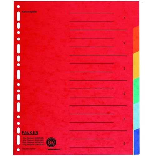 Moiuy-Falken 20x Intercalaires En Carton Extra-Larges Pour A4+ 24,5 X 30 Cm Avec Impression Organisationnelle 6 Pièces En Couleur Pour Le Rangement De Pochettes Transparentes Et De Brochures