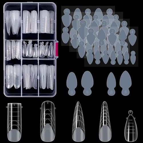 Moiuy-120 Pièces Faux Ongles Conseils De Extension 12 Tailles 5 Formes Transparents Capsule Ongles Avec 48 Film À Ongles Autocollants Pour Manucure Française De Nail Art 