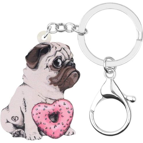 Kal-Porte-Clés Fantaisie En Acrylique Pour Femme Et Fille Motif Carlin, Multicolore, 43mm X 36mm