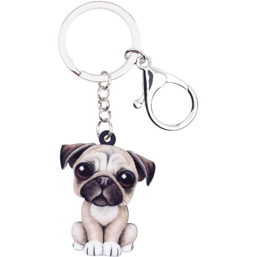 Kal-Porte-Clés Fantaisie En Acrylique Pour Femme Et Fille Motif Carlin, Chien Carlin F, 43mm X 36mm