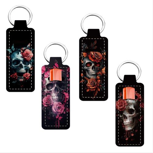 Kal-4 Support De Baume À Lèvres À Clipser Pour Femme Porte Baume À Lèvres Avec Clip Motif Squelette Rose Porte Clés Pour Baume À Lèvres 1.5'' X 3.8'' 