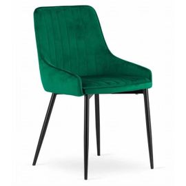 Chaise Komodee Clusone - 1 Pieces - Vert - Tapisser En Velours 58 X 49 X 83 Cm