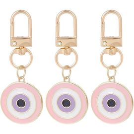KAL-3 Porte Clés Rose Mauvais ?il Avec Mousqueton Pivotant En Métal Fermoir En Émail Ornement Suspendu Breloques Rondes Pour Sac À Main Cadeaux De Fête Accessoires De Bricolage Pour Femmes