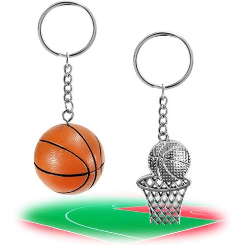 Kal-Porte Clé Basketball, 2 Pcs Porte Clef Basketball 3d Porte-Clés Ballon De Basket Porte-Clés De Basket-Ball Party Bag Filler Cadeau De Basketball Pour Les Fans Masculins