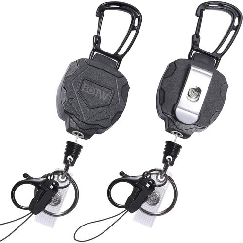 Tianyi-Lot De 2 Porte-Clés Extensibles Avec Clip De Ceinture, Rouleau D'identification Avec Câble En Acier Rétractable De 70 Cm, Porte-Clés Rétractable Pour Porte-Badge, Ceinture, Sac Et Clés, 10 Oz