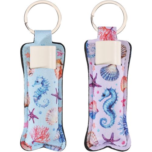 Kal-Lot De 2 Porte-Clés Légers Pour Baume À Lèvres Sur Le Thème De L'océan Avec Motif Étoile De Mer Et Coquillage Pour Femmes Et Filles 3,8 X 9,6 Cm, Beige, 15*15*5cm 