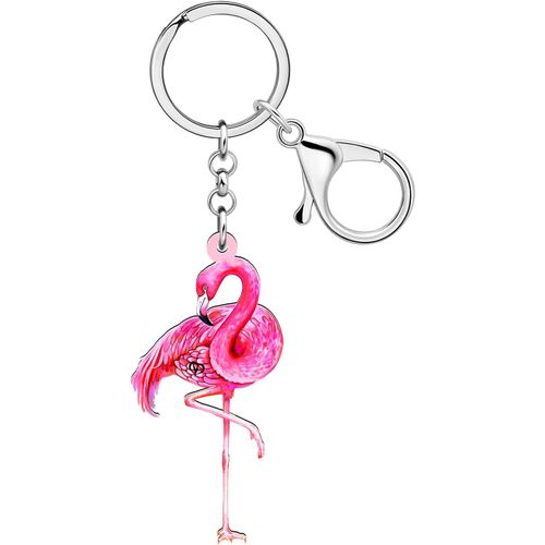 Kal-Acrylique Mignon Flamingo Porte-Clés Animaux Charms Rose Flamant Cadeaux Pour Femmes Filles Sac À Dos Porte-Clés Accessoires