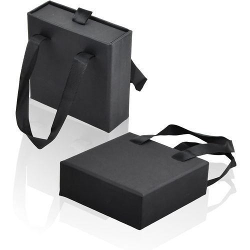 Kalanka-Boîte Cadeau De Bijoux 2 Pcs, 9x9x3,2cm Présentoir À Bijoux En Papier Boîte Cadeau, Petites Boîte À Bijoux Cadeaux Extensibles Pour Collier Boucles D'oreilles Bague Rangement De Bijoux, Noir