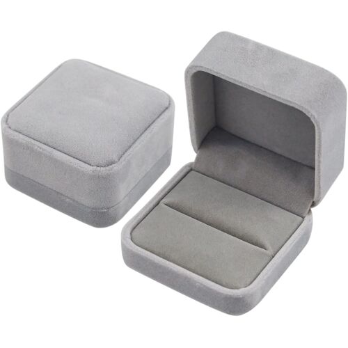 Kalanka-Boîtes À Bagues En Velours, Bijoux Pour Bagues Pendentif Écrin, Boîte À Bijoux Couple Bague Boucle D'oreille Coffret Cadeau Pour Mariage, Saint-Valentin, Anniversaire, Anneau, Gris (1 Pièces)
