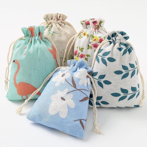 Jexnovashop-25pcs Pochon Coton Avec Cordon 10 X 14 Cm Petits Sachet En Tissu Sacs Cadeau Sachets En Lin Chanvre Jute Sac À Cordon Sachets Pour Bijoux-B