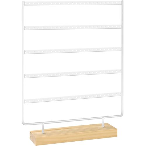 Jexnovashop-Porte Boucle D'oreille, Organisateur De Bijoux À 5 Niveaux, À 120 Trous, Presentoir Boucle D'oreille Avec Base En Bois, Boucles D'oreilles Pour Le Rangement À Domicile Ou L'affichage En M