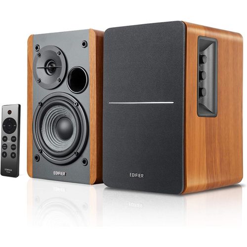 KYAOAYO-R1280Dbs Enceintes De Bibliothèque Bluetooth Actives - Entrée Optique - Enceinte De Moniteur De Studio Sans Fil 2.0-42 W Rms Avec Sortie De Ligne De Caisson De Basses - Grain De Bois