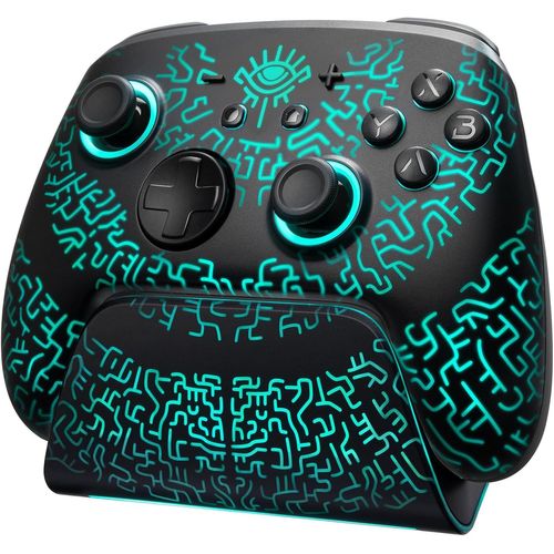 Manette Switch 2 Avec Charge Station, Manette Switch 2 Pro Sans Fil Compatible Avec Nintendo Switch 2/Oled, Bluetooth Switch 2 Pro Controller Avec Effet Hall/7 Couleurs Led/Turbo - Mineur Noir