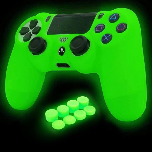 Ps4 Controller Skin Silicone Grip Glow In Dark Étui De Protection Pour Ps4/Slim/Pro Controller + 8 Fps Pro Thumb Grips + 2 Pcs Caps