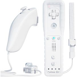 Manette 2 En 1 Avec Télécommande Intégrée Pour Nunchuck Avec Coque En Silicone Compatible Nintendo Wii Et Wii