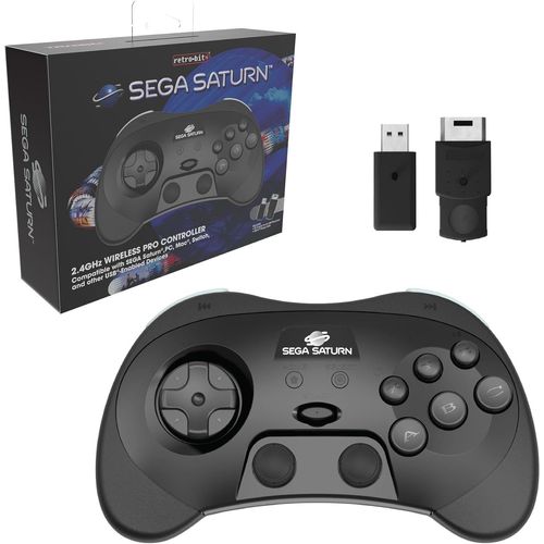 Sega Saturn 2.4ghz Pro Manette Sans Fil Nintendo Switch - Receveurs Saturn & Usb Inclus - Edition Noire