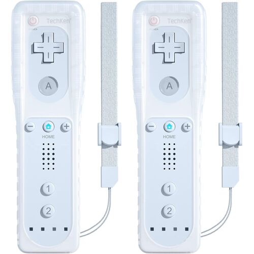 Lot De 2 Télécommandes Pour Wii, Compatibles Avec Télécommande Wii Avec Dragonne En Silicone (Blanc)