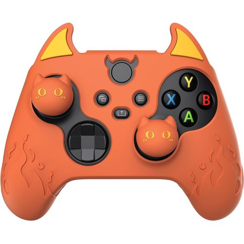 Coque Manette Pour Xbox Series X S Avec Capuchon Joystick Housse Protection Pour Xbox Core Controller Cover Silicone Grip Antidérapante Skin-Orange Brûlée,Édition Démon