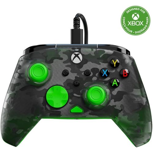 Rematch Core Ghost Camo Noir/Vert - Manette De Jeu Filaire - Licence Xbox Series Xs, Xbox One Et Pc - Touches Audio, Moteurs De Vibration Et Gâchettes D'impulsion, Câble De 3 M