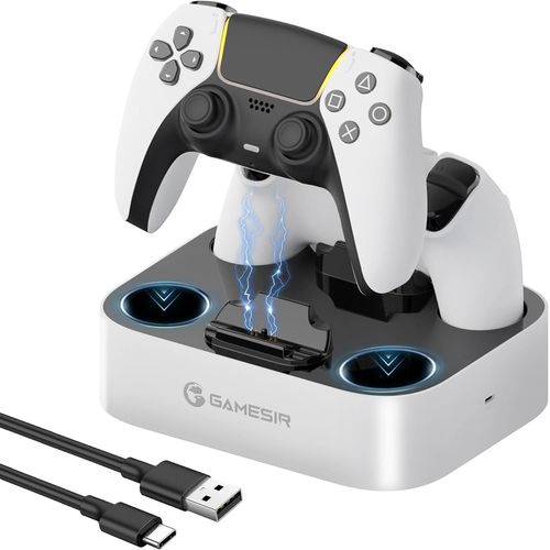 Station De Chargement Pour Manette Ps5, Double Station De Chargement Compatible Avec La Manette Sans Fil Ps5 Dualsense Edge, Indicateur Led, Support De Charge Rapide Pour Manettes Ps5
