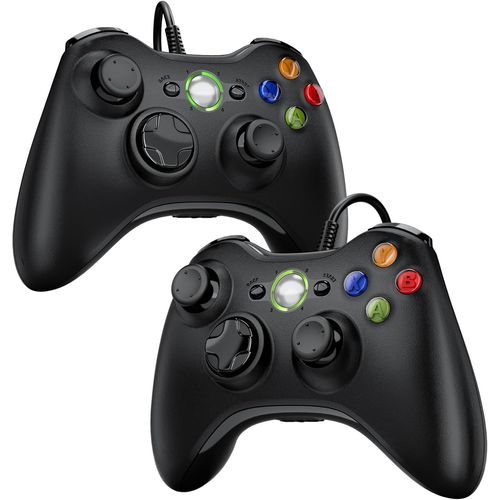 2 Pack Manette Pour Xbox 360,2 Pack Manette Pc,Joystick Manette Pour Xbox 360/ Slim/Pc Windows 7/8/10/11/Xp,Gamepad Filaire Avec Ouble Vibration/Design Ergonomique/Six Axes