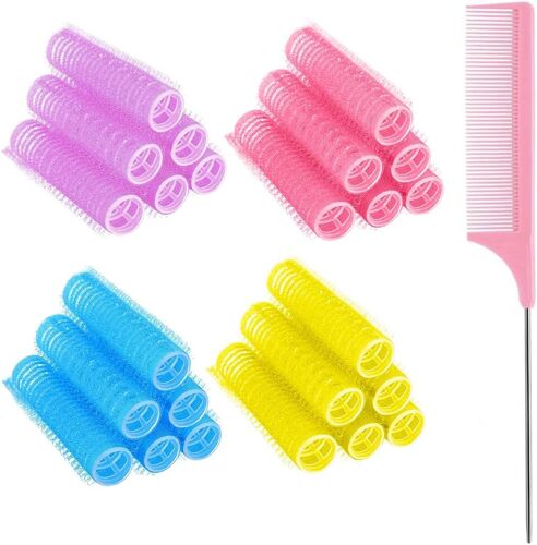 Bigoudis Auto-Agrippants Bigoudis Autogrippants De Coiffure De Salon Rouleaux À Cheveux Rouleaux Ventilés De Coiffure De Salon Avec 1 Paquet De Peigne À Queue De Rat Bigoudis, 25 Pièce