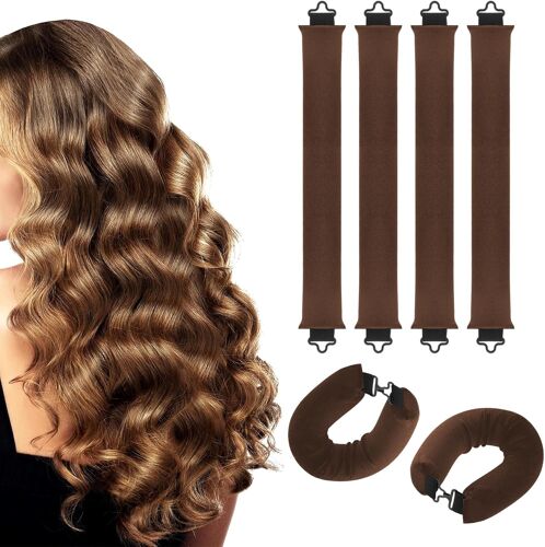 Lot De 6 Bigoudis Sans Chaleur Pour Cheveux Longs, Jumbo Flexi Rods Doux Pendant La Nuit, Sans Chaleur Pour Outils De Coiffure À Faire Soi-Même 