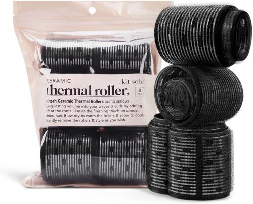Lot De 8 Bigoudis Thermiques Auto-Agrippants En Céramique - Cadeau De Vacances - Lot Varié - Noir