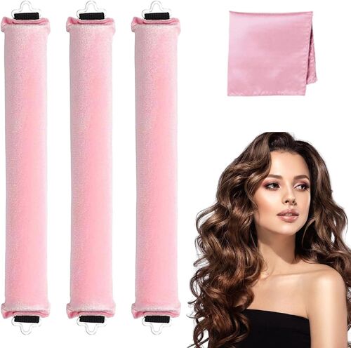 Gothicana By Emplot De 3 Tiges À Friser Sans Chaleur Pour Dormir - Tiges De Soufflage Sans Chaleur Pour Dormir - Tiges De Soufflage Sans Chaleur Pour Tous Les Types De Cheveux - Pour Femme - Rose