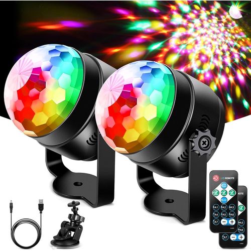 Boule Disco Lumières Disco Usb,6W Eclairage Lampe De Scène Dj Fête Led Discothèque Rgb+ Rose Jaune Blanc 7 Couleurs Projecteur Effet Télécommande Son Activé Pour Voiture Noël Fête Pub Mariage