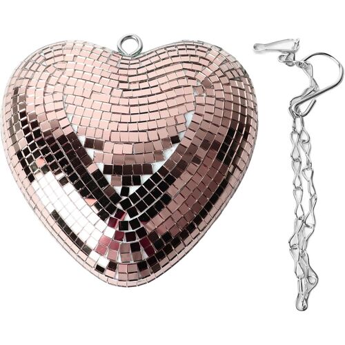 Boule À Facettes En Forme De Coeur, Matériau Premium, Fabriquée À La Main, Effet Brillant, Avec Chaîne, Idéale Pour Les Fêtes Et Événements (Or Rose)