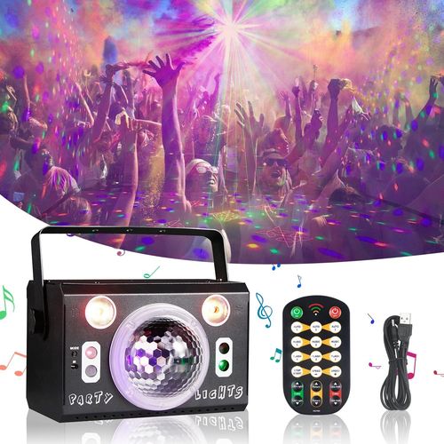 Boule Disco 3 En 1 Avec Télécommande,Contrôle Par La Musique,Effets De Lumière Disco,120 Motifs Avec Stroboscope,Commande Vocale,Boule Disco Led Pour Enfants,Anniversaire,Karaoké,Bar,Club