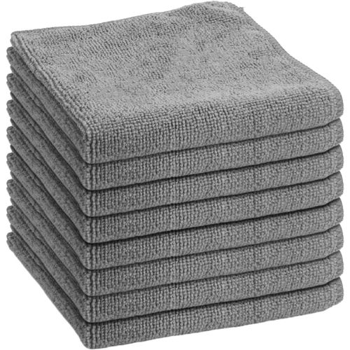 TIANYI-Lot de 8 Chiffons de Nettoyage en Microfibre Polyvalents sans Traces - Dimensions : 30 x 30 cm (Gris)
