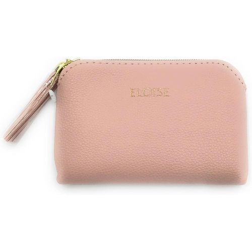KAL-Chosen Eloise Trousse À Maquillage Personnalisée Rose Clair Fermeture Éclair Dorée Avec Pompon Rose