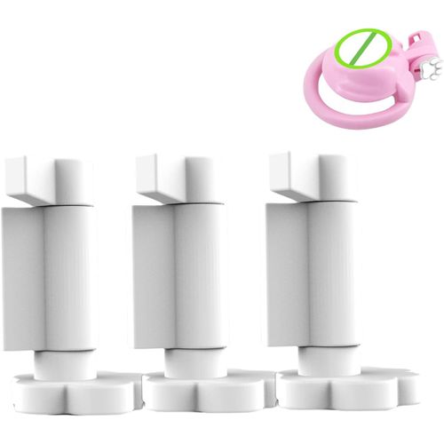 Kal-Serrures De Chasteté En Résine Sex Toys Homme Accessoires Pour Cages De Chasteté Pour Pénis Comprend 3 Serrures Avec Leurs Propres Clés Cylindre De Verrouillage Pour Chastity Cage (White)