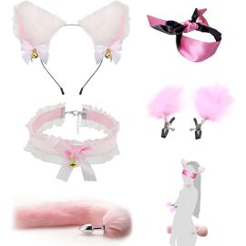BYNYXI Lot de 2 queues de renard avec oreilles - Pour cosplay - Avec oreilles de renard - Queue d'animal - Costume d'Halloween - Carnaval - Mascarade, Type 03, 2 PCS/65cm
