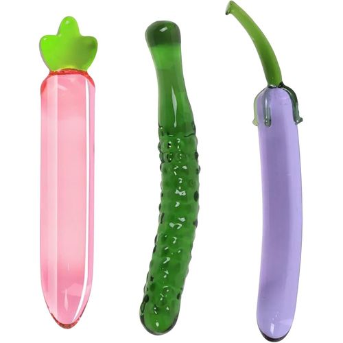 Godemiché En Verre,Butt Plug Trainer Vestibular Prostate Massager Clitoris Plug Végétal Féminin Art Masturbateur Sex Toy (3 Pcs Set)