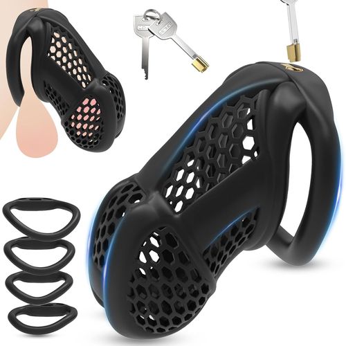 Kal-Mini Cages De Chasteté, Chastity Cage Sex Toýs Pour Homme Pour Empêcher L'érection, Jeux Sexuels Sm Sextoy Homme Cage À Pénis Pour Punition Sextoyse Couple (Noir, Xl)